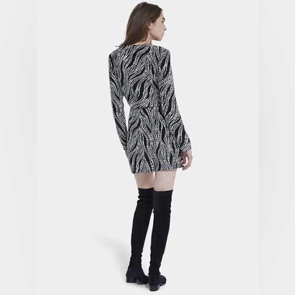 The Kooples Long Sleeve Mini Dress W/ Contrast Print sz 1 - Picture 2 of 13